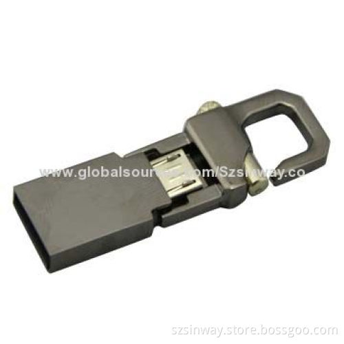 Metal Dual-USB Flash Drive for iPad and Smartphones, 2-32GB